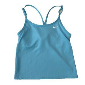 Nike Girls Medium Tank Top Racerback Athletic Build In Bra Crop Light Blue